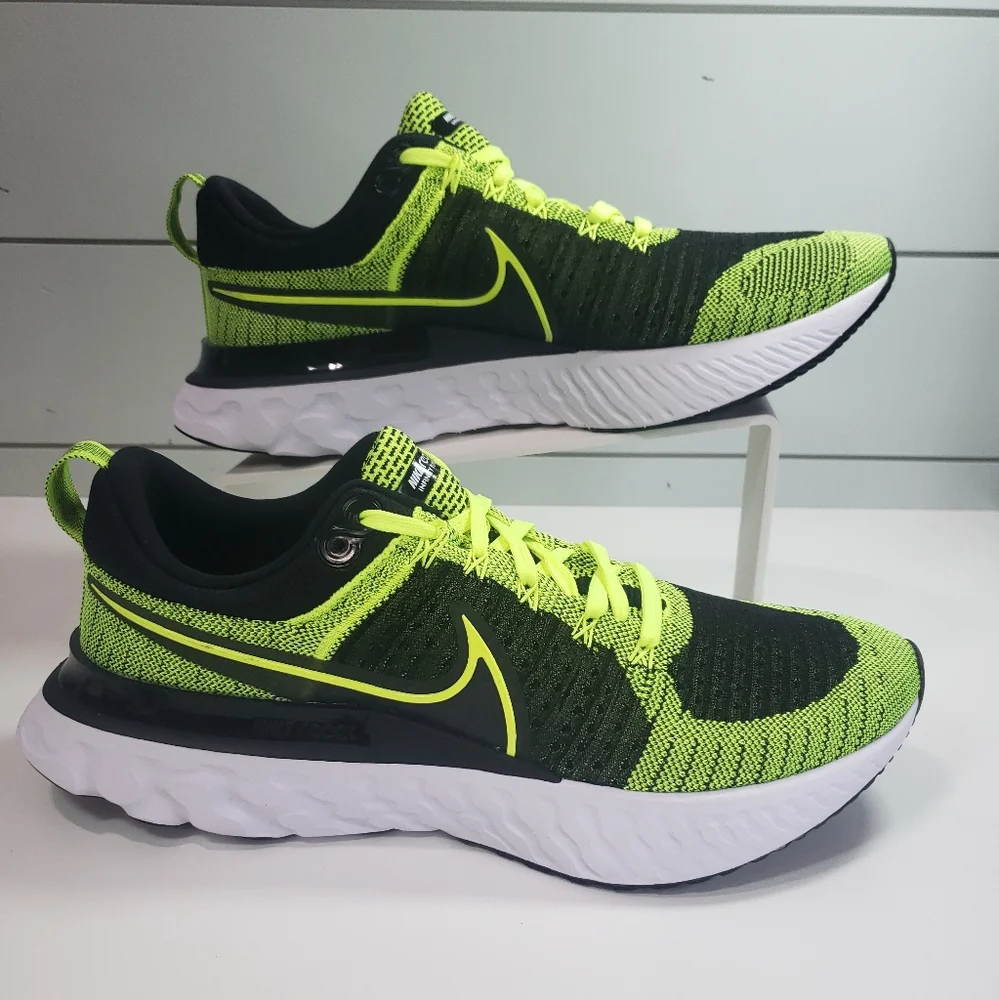 Nike React Infinity Run FlyKnit 2 Volt Black Running Training Sneakers Men's 13